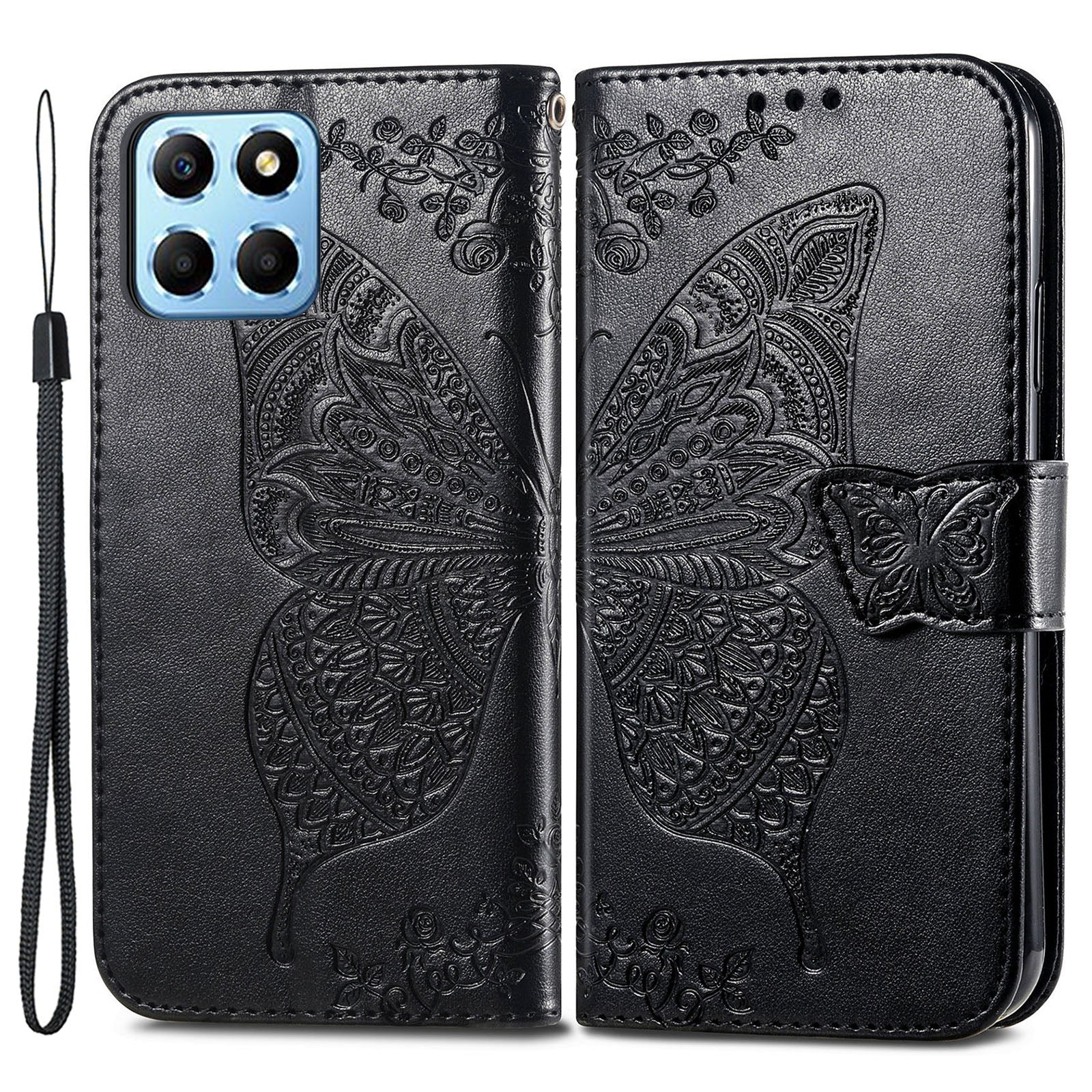 For Honor X8 5G PU Leather Protective Phone Case Imprinted Butterfly Pattern Shockproof Flip Phone Cover with Stand Wallet For Honor X8 5G PU Leather Protective Phone Case Imprinted Butterfly Pattern Shockproof Flip Phone Cover with Stand Wallet